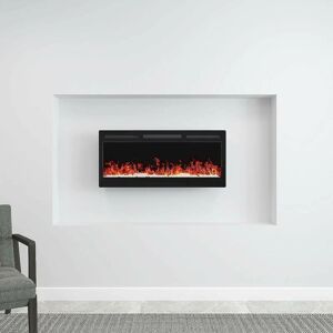 40 electric fireplace bracket Wall mounted security 14 led colors 9 flame effects Heater with remote control - Black - Biubiubath