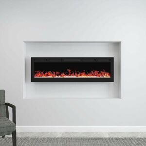 Biubiubath 60 electric fireplace bracket Wall mounted security 14 LED colors 11 flame effects Heater with remote control - Black