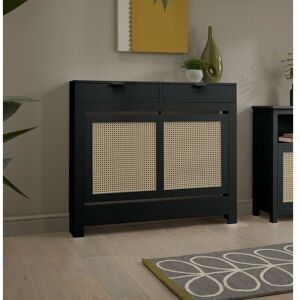 GALIFLO Black Rattan Radiator Cover Cabinet Modern Drawer Storage Furniture 1115 x 960mm Medium - Black