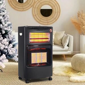 Livingandhome - 4.2kW Mobile Over Gas Space Heater, Black