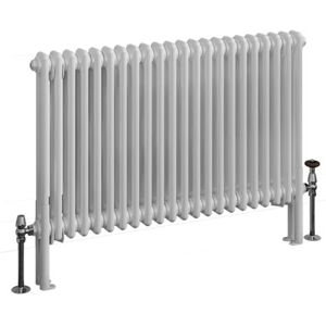 Eastbrook - Imperia Gloss White 2 Column Radiator 600mm h x 1010mm w, Dual Fuel - Thermostatic - Gloss WhiteGloss White