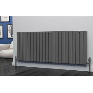 Eastgate - Eben Steel Anthracite Horizontal Designer Radiator 600mm h x 1496mm w Double Panel - Dual Fuel - Standard - Anthracite