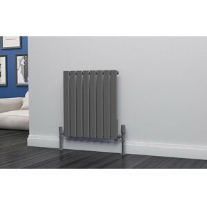 Eastgate - Eben Steel Anthracite Horizontal Designer Radiator 600mm h x 544mm w Single Panel - Dual Fuel - Thermostatic - Anthracite