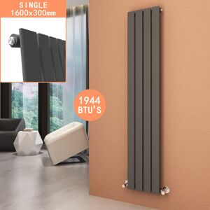 1600 x 300 mm Vertical Column Radiator Anthracite Single Flat Panel Designer Bathroom Radiator - Elegant