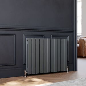 Anthracite Horizontal Column Designer Radiator Double Flat Panel Radiator Heater 600 x 836 mm - Elegant