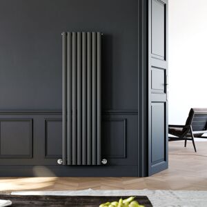 Designer Radiator Vertical Column Oval Panel Radiator 1600 x 472 mm Anthracite Single Heater - Elegant