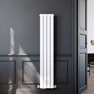 Elegant - Steel Vertical Radiator Modern Bathroom Flat Panel Radiator Central Heating Rad, 1600x300mm White Single