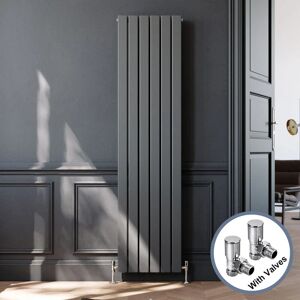 ELEGANT Vertical Flat Column Designer Radiator Wall/Floor Mounted Central Heating Rad 1800x452mm Anthracite Flat Double Panel Radiator + Modern