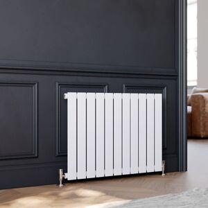 Designer Horizontal Radiator Flat Panel 600 x 836 mm White Single Heater - Elegant