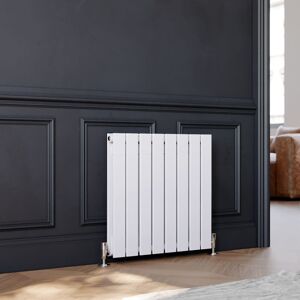 Horizontal Designer Radiator Flat Panel 600 x 600 mm White Double Heater - Elegant