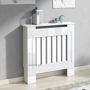 Modern High Gloss White Radiator Cover Small - Furneo