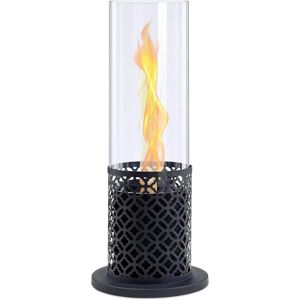 Table Fireplace with Tornado Flame Effect, Bioethanol Fireplace for Indoor and Outdoor Use, Black - Groofoo