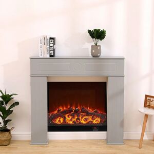 Wooden Grey Painted Fireplace Console Tables Mantelpiece Fireplace Surround Storage Unit 3 Drawers,107x18x100cm(WxDxH) - Grey - Furniture Hmd