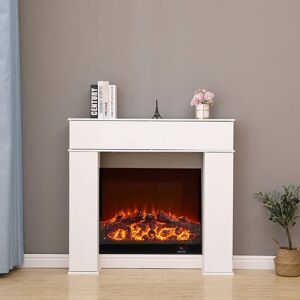 Wooden White Painted Fireplace Console Tables Mantelpiece Fireplace Surround Storage Unit 3 Drawers,107x18x100cm(WxDxH) - White - Furniture Hmd