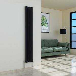 Designer Black Radiator Flat Panel Modern Heating Small Radiator Vertical Single 1800x272mm - Warmehaus