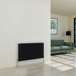 Designer Black Radiator Flat Panel Modern Heating Small Radiator Horizontal Single 600x1020mm - Warmehaus