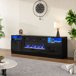 LIVINGANDHOME Black Recessed 36 inch Electric Fireplace 3 Flame Colours with tv Stand