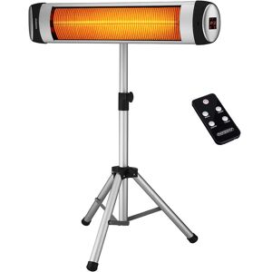 Monzana - Infrared Heater MZH2500 Tripod 2500W 3-Step Timer Remote Control Heater Patio Heater Silver