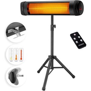 Monzana - Infrared Heater MZH2500 Tripod 2500W 3-Step Timer Remote Control Heater Patio Heater Black