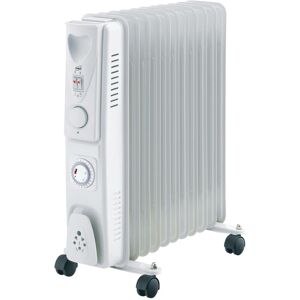 Neo Direct - Neo White 2500W 11 Fin Electric Oil Filled Radiator 3 Heat Settings Adjustable Thermostat and Timer Home Office