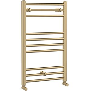 Lorica Straight Heated Ladder Towel Rail 800mm h x 500mm w - Brushed Brass - Nuie