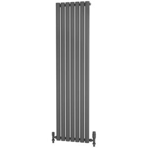 Elliptical Tube Steel Anthracite Vertical Designer Radiator 1600mm h x 412mm w Single Panel - Central Heating - Anthracite - Primus