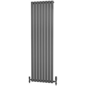 Elliptical Tube Steel Anthracite Vertical Designer Radiator 1600mm h x 470mm w Single Panel - Central Heating - Anthracite - Primus