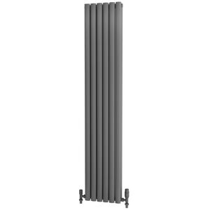 Elliptical Tube Steel Anthracite Vertical Designer Radiator 1800mm h x 354mm w Double Panel - Central Heating - Anthracite - Primus