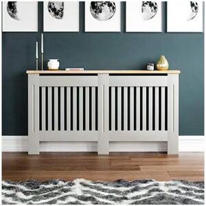 TEETOK Radiator Cover, Cabinet mdf Horizontal Modern White Decorative for Living Room Bedroom h 81.5 x w 152 x d 19 cm