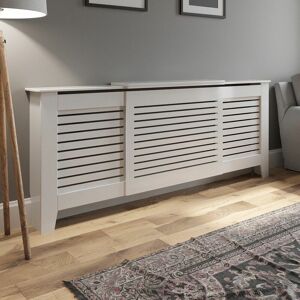 GALIFLO White Radiator Cover Wall Cabinet Wooden Horizontal Style Modern 1410mm to 2050mm Adjustable Extendable - White