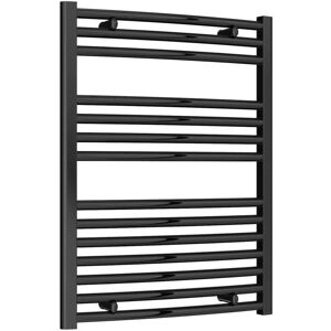 Diva Curved Heated Towel Rail 800mm h x 600mm w Matt Black - Reina