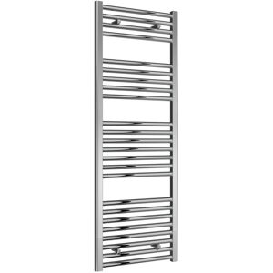 Diva Steel Straight Vertical Chrome Heated Towel Rail 1400mm h x 500mm w, Dual Fuel - Thermostatic - Reina