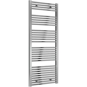 Reina Diva Steel Straight Vertical Chrome Heated Towel Rail 1800mm H x 500mm W, Dual Fuel - Thermostatic