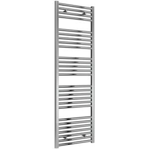 Diva Steel Straight Vertical Chrome Heated Towel Rail 1600mm h x 500mm w, Dual Fuel - Thermostatic - Reina