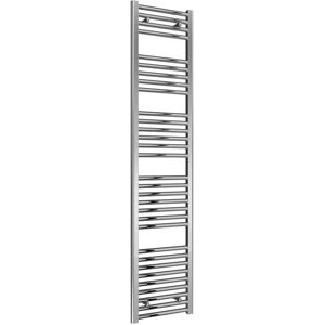 Diva Steel Straight Vertical Chrome Heated Towel Rail 1800mm h x 400mm w, Electric Only - Thermostatic - Reina