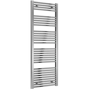 Diva Steel Straight Vertical Chrome Heated Towel Rail 1800mm h x 450mm w, Electric Only - Thermostatic - Reina