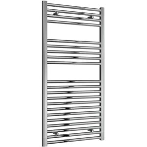 Diva Steel Straight Vertical Chrome Heated Towel Rail 1200mm h x 600mm w, Electric Only - Thermostatic - Reina