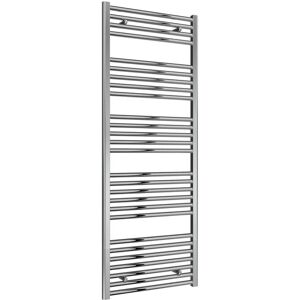 Diva Steel Straight Vertical Chrome Heated Towel Rail 1600mm h x 600mm w, Electric Only - Thermostatic - Reina