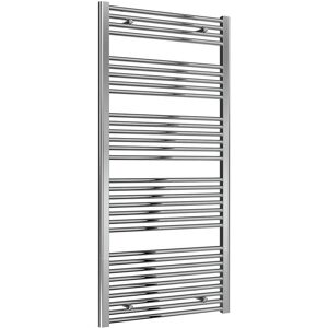 Reina Diva Steel Straight Vertical Chrome Heated Towel Rail 1800mm H x 600mm W, Electric Only - Thermostatic