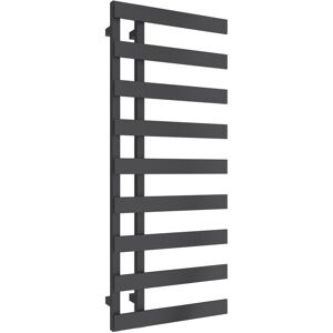 Florina Steel Designer Heated Towel Rail Anthracite 1235mm h x 500mm w - Dual Fuel - Thermostatic - Reina