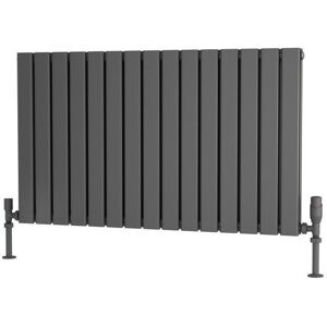 Traderad - Flat Tube Steel Anthracite Horizontal Designer Radiator 600mm h x 1050mm w Double Panel - Central Heating - Anthracite