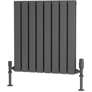 Traderad - Flat Tube Steel Anthracite Horizontal Designer Radiator 600mm h x 600mm w Double Panel - Central Heating - Anthracite