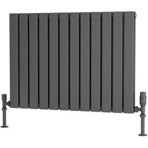 Traderad - Flat Tube Steel Anthracite Horizontal Designer Radiator 600mm h x 820mm w Double Panel - Central Heating - Anthracite