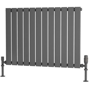 Traderad - Flat Tube Steel Anthracite Horizontal Designer Radiator 600mm h x 820mm w Single Panel - Central Heating - Anthracite