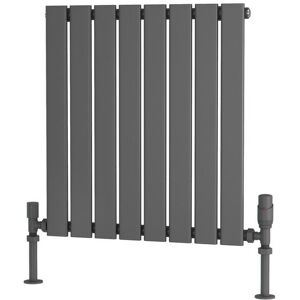 Traderad - Flat Tube Steel Anthracite Horizontal Designer Radiator 600mm h x 600mm w Single Panel - Central Heating - Anthracite