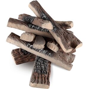 VEVOR 10 Pcs Gas Fireplace Logs, Large Ceramic Logs for Fireplace Decorative, Heat-Resistant Wood Log Gas Realistic Logs, Stackable Wood Branches for Gas