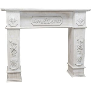 BISCOTTINI W121xDP28xH96 cm sized wood made antiqued white finish fireplace frame