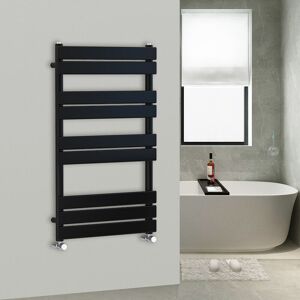 Warmehaus - 1000x600mm Flat Panel Heated Towel Rail Central Heating Towel Warmer for Bathroom Kitchen Black