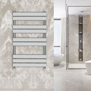 Warmehaus 1000x600mm Flat Panel Heated Towel Rail Central Heating Towel Warmer for Bathroom Kitchen Chrome