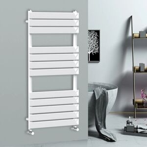 Warmehaus - 1200x600mm Flat Panel Heated Towel Rail Central Heating Towel Warmer for Bathroom Kitchen White